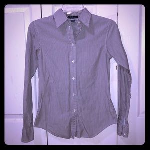 GAP Gray & White Striped Button Down Shirt
